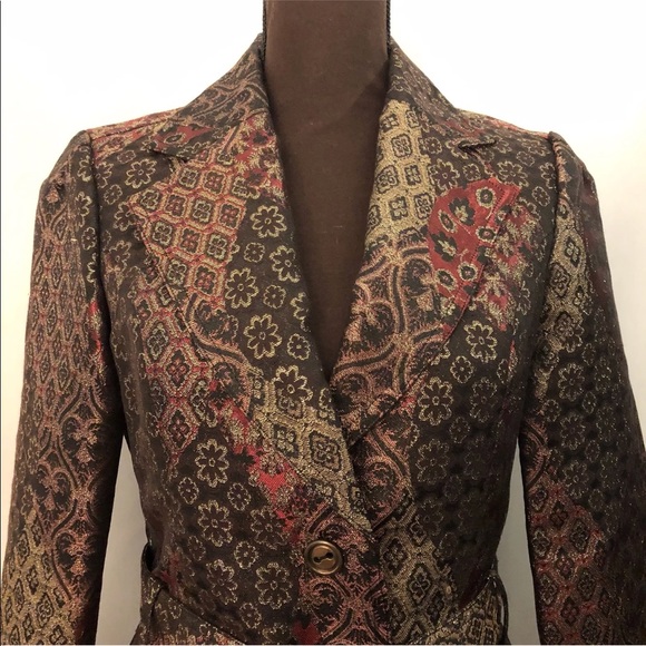 NEW CACHE Brown Gold Metallic Jacket/Blazer - Picture 2 of 8